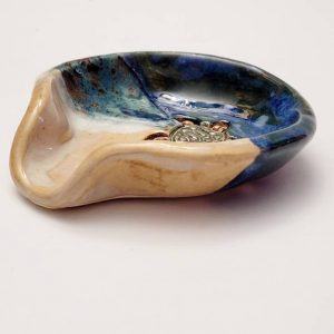 Blue Sea Turtle Spoon Rest and Teabag Holder Handmade Ocean-Themed Pottery for Coastal Decor