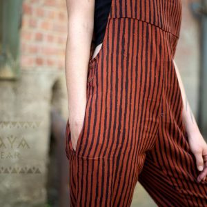 Bohemian Handmade Dungarees Jumpsuit A Symphony of Colors (Black, Rust, Red, Curry, Blue, Gray)