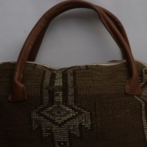 Bohemian Rhapsody A Symphony of Wool, Leather, and Ethnic Charm in a Unique 10×14″ Handbag (No. 62)