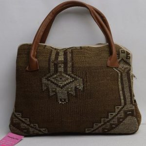 Bohemian Rhapsody A Symphony of Wool, Leather, and Ethnic Charm in a Unique 10×14″ Handbag (No. 62)
