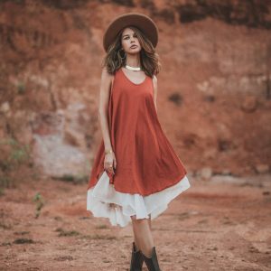 Bohemian Rhapsody Momoko Sandstone Midi Dress – Embrace Your Gypsy Spirit