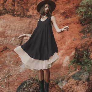 Bohemian Rhapsody Momoko Sandstone Midi Dress – Embrace Your Gypsy Spirit