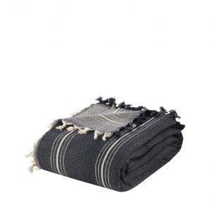 Boho Bliss Navy Blue and Cream Woven Cotton Bedspread for King Size, Perfect for Summer Nights and Mother’s Day