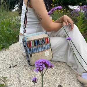 Boho Hemp Mini Bag Eco-Friendly Crossbody Purse for Festivals and Everyday Style