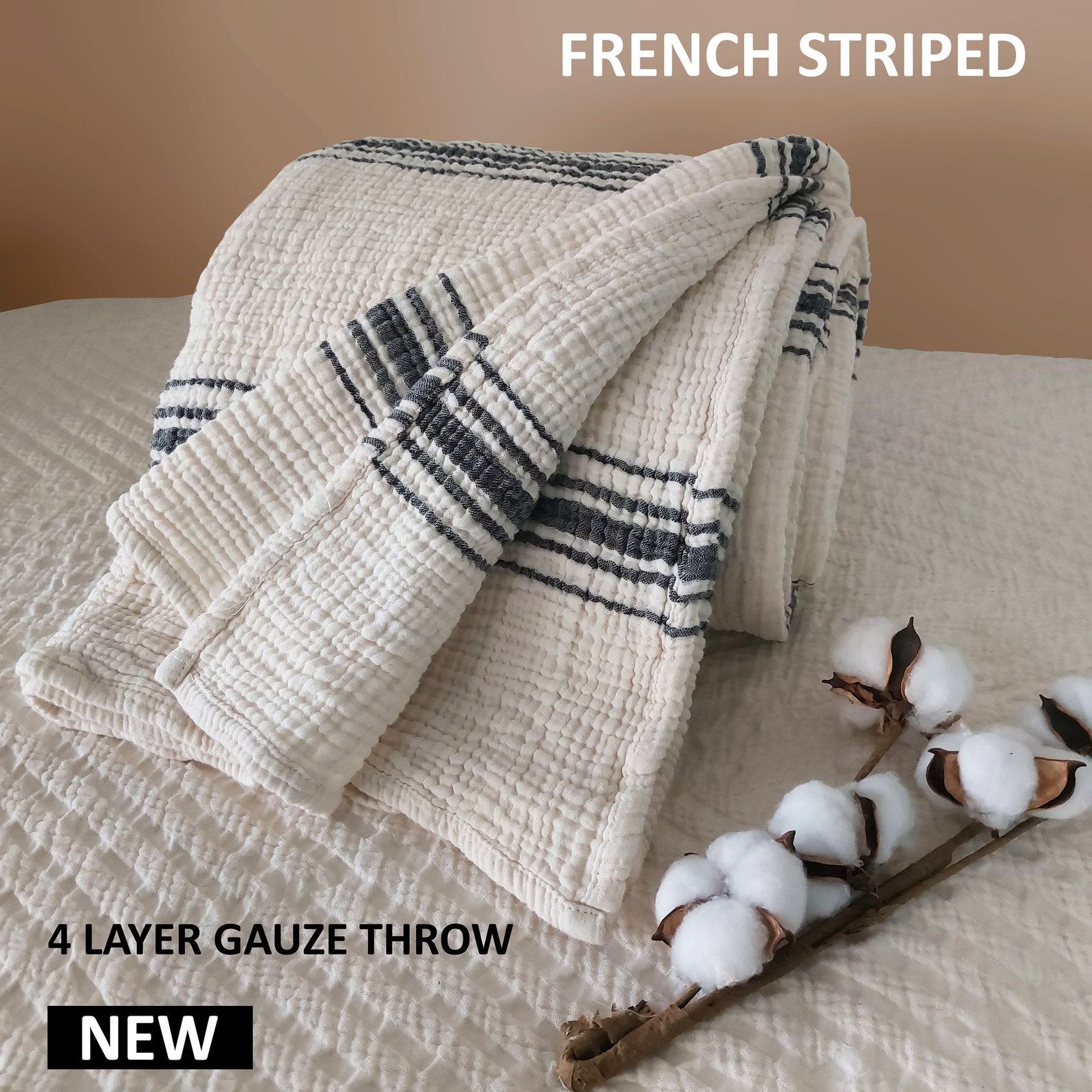 Boho King Size Cotton Gauze Throw Blanket Soft, Breathable, and Stylish Bedding