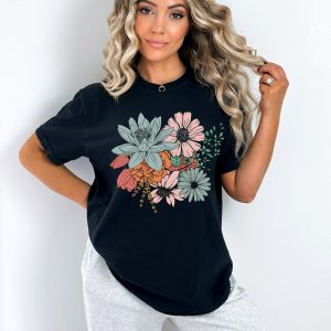 Boho Wildflowers A Symphony of Nature on a Personalized Floral Shirt