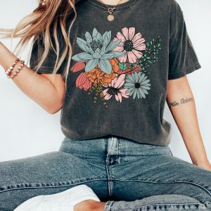 Boho Wildflowers A Symphony of Nature on a Personalized Floral Shirt