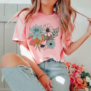 Boho Wildflowers A Symphony of Nature on a Personalized Floral Shirt