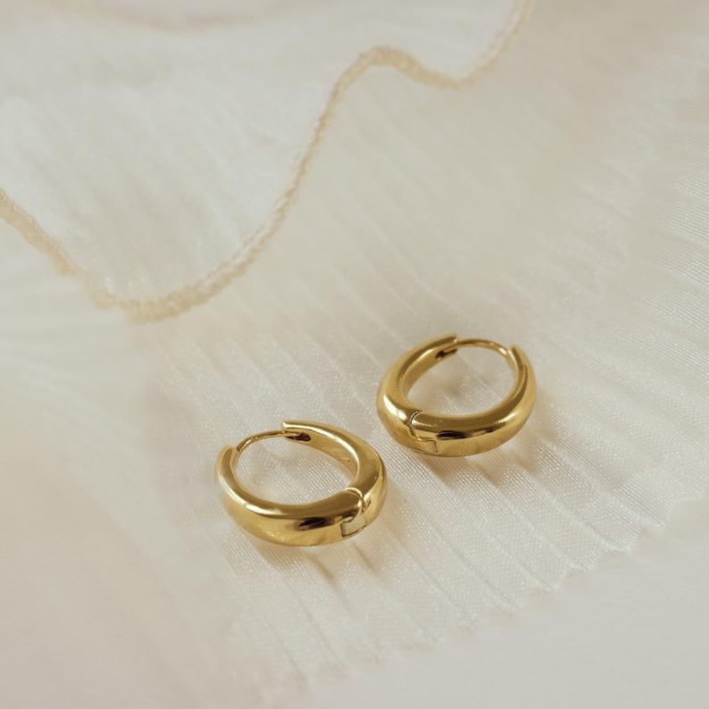 Bold and Elegant Chunky Gold Hinged Hoops by Caitlyn Minimalist