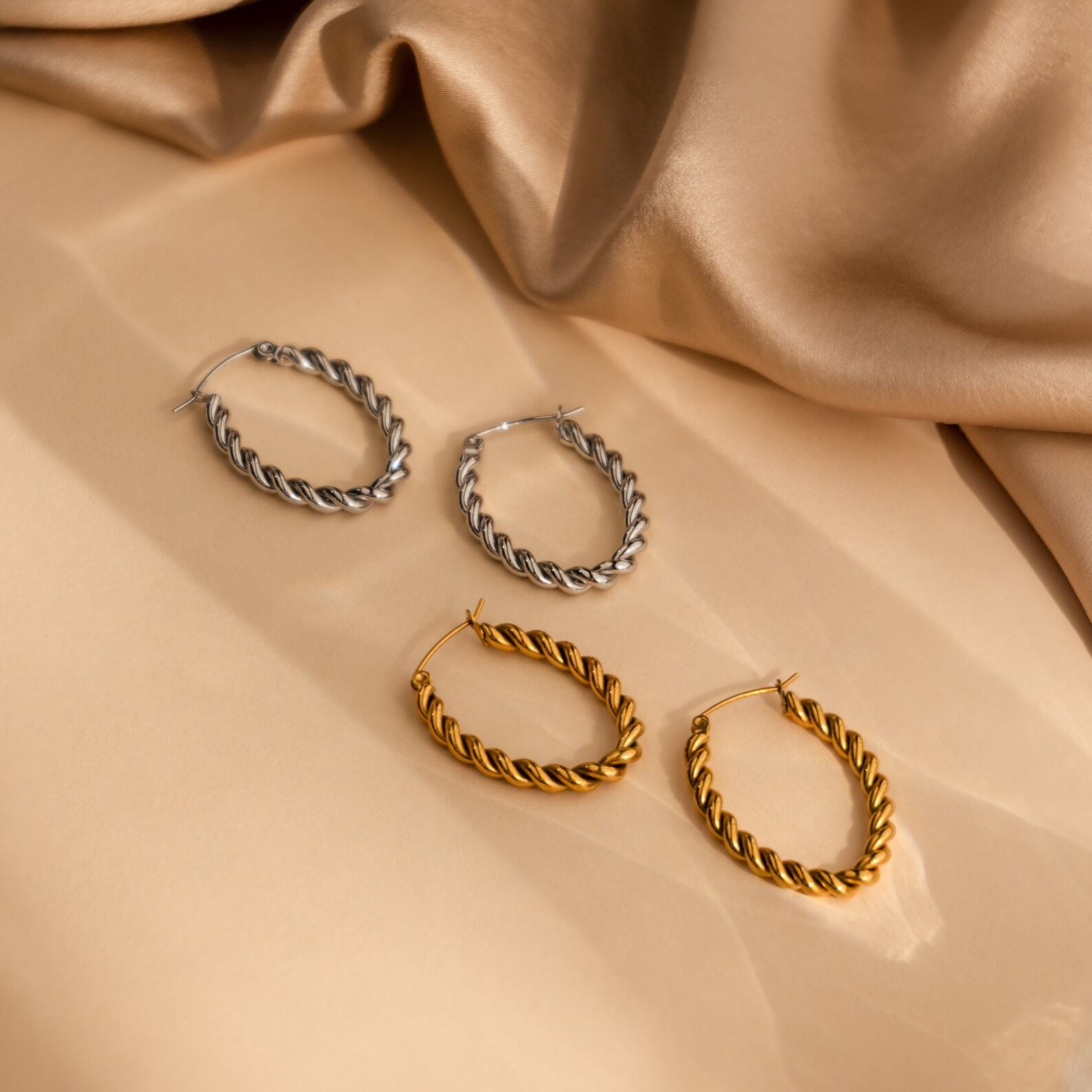 Bold and Twisted Elevate Your Style with Caitlyn’s Minimalist Statement Hoops