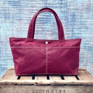 Bordeaux Waxed Canvas Tote Versatile Handbag, Interesting  Item for Loved Ones