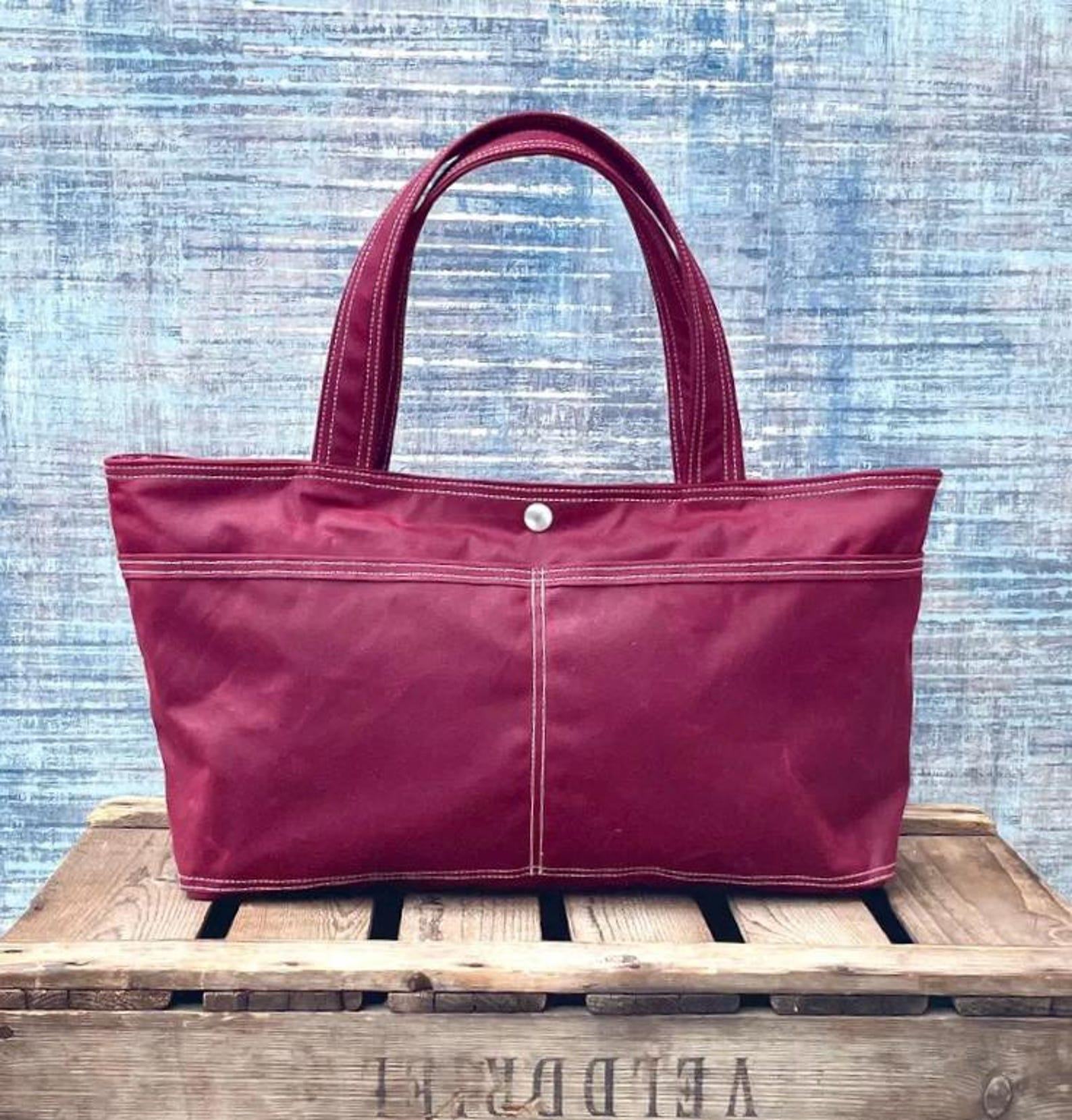 Bordeaux Waxed Canvas Tote Versatile Handbag, Interesting Item for Loved Ones - Image 2