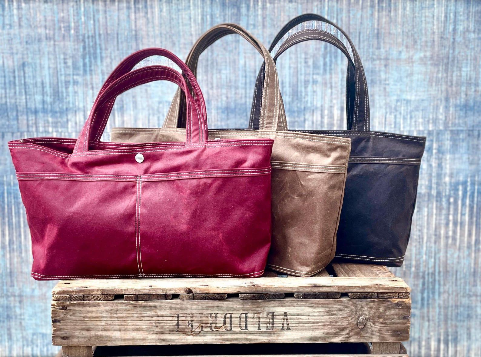 Bordeaux Waxed Canvas Tote Versatile Handbag, Interesting Item for Loved Ones - Image 4