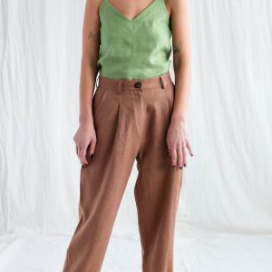 Boxy Linen Tapered Leg Trousers Effortless Style, Ready to Ship