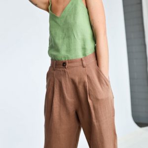 Boxy Linen Tapered Leg Trousers Effortless Style, Ready to Ship