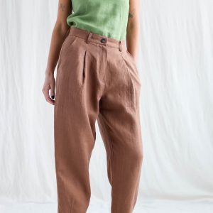 Boxy Linen Tapered Leg Trousers Effortless Style, Ready to Ship
