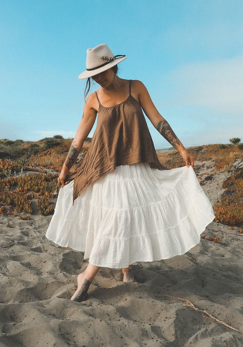 Breezy Bohemian Bliss Flowy Cotton Tank Top for Summer Days