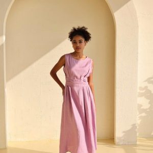 Breezy Linen Midi Dress Elevate Your Summer Style for Weddings, Beaches, and Boho Parties