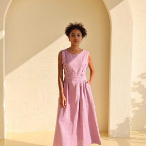 Breezy Linen Midi Dress Elevate Your Summer Style for Weddings, Beaches, and Boho Parties