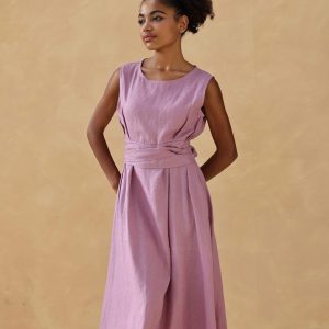 Breezy Linen Midi Dress Elevate Your Summer Style for Weddings, Beaches, and Boho Parties