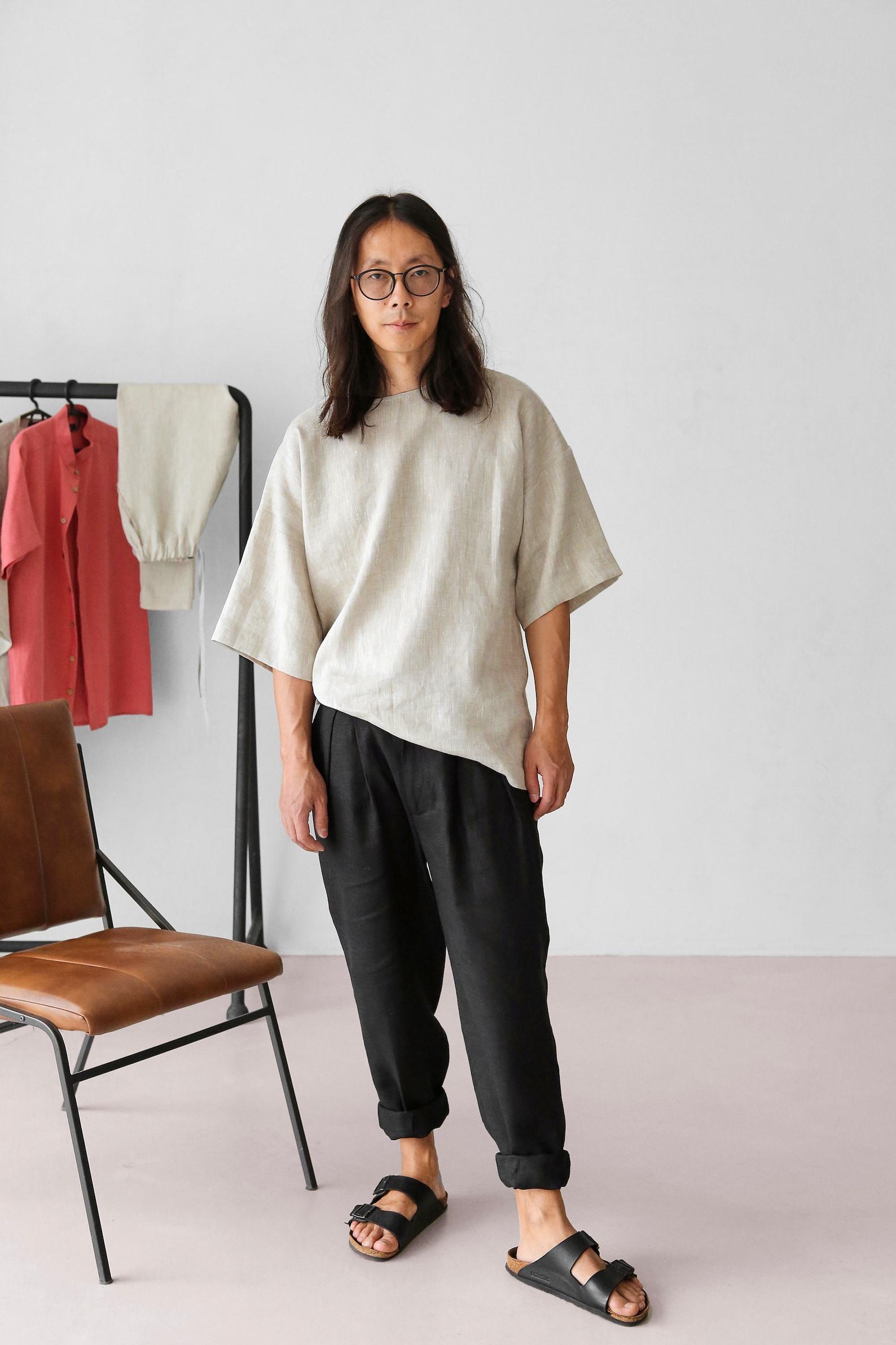 Breezy Linen T-Shirt Oversized Comfort and Style for Men - Image 2