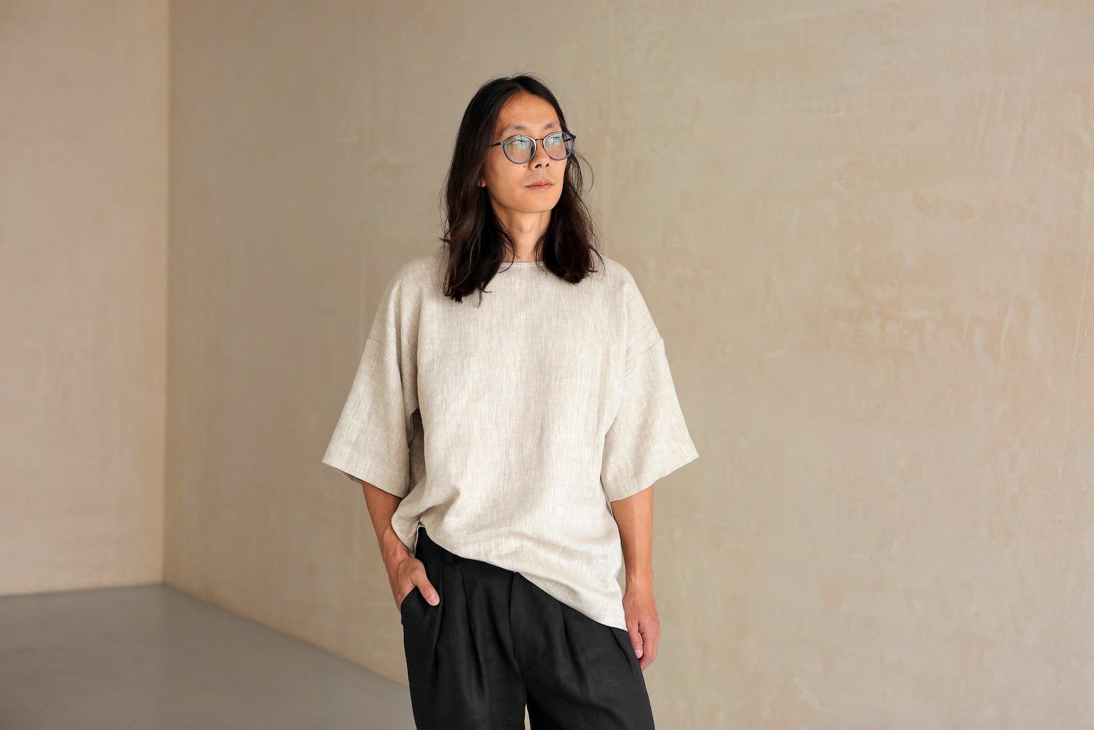 Breezy Linen T-Shirt Oversized Comfort and Style for Men - Image 3