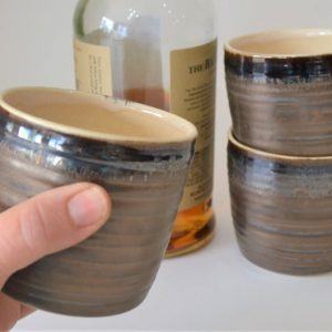 Bronze Pottery Glazed Whiskey Glass Personalized Anniversary Item for Him