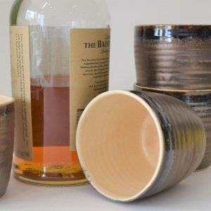 Bronze Pottery Glazed Whiskey Glass Personalized Anniversary Item for Him