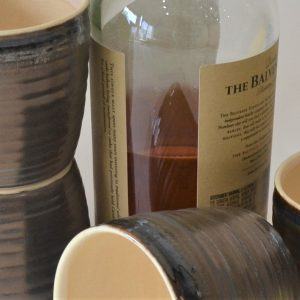 Bronze Pottery Glazed Whiskey Glass Personalized Anniversary Item for Him