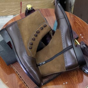 Brown Suede Cap Toe Boots  Men’s Bespoke Leather Ankle Boots with Zipper