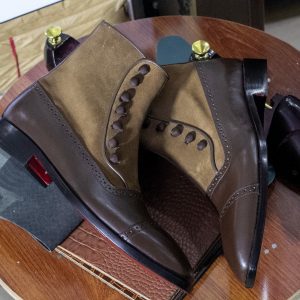 Brown Suede Cap Toe Boots  Men’s Bespoke Leather Ankle Boots with Zipper