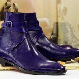 Burgundy Jodhpur Boots  Handmade Goodyear Welted Ankle Boots for Men