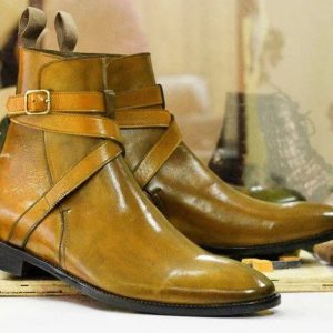 Burgundy Jodhpur Boots  Handmade Goodyear Welted Ankle Boots for Men