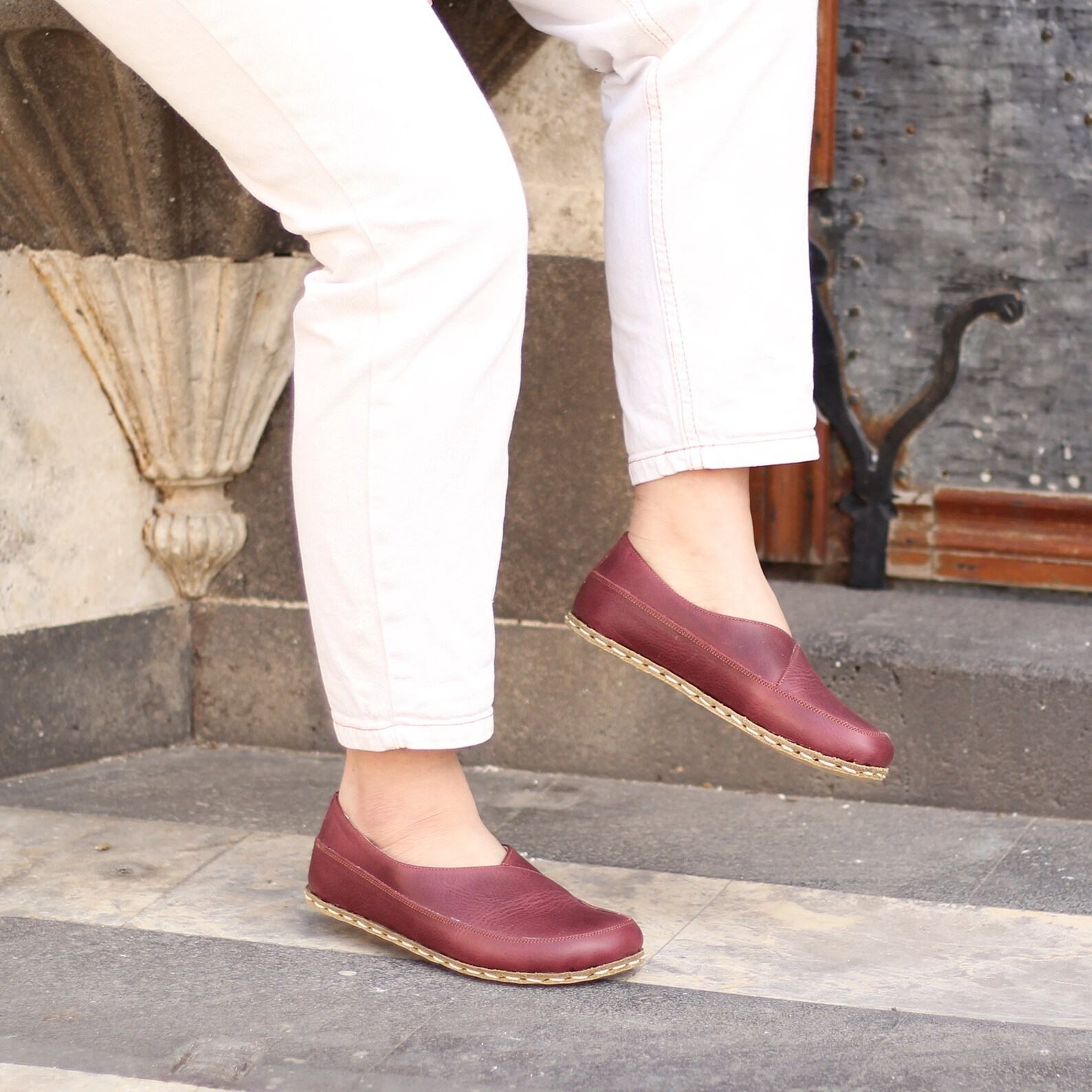 Burgundy Leather Loafers  Women’s Barefoot Comfort Shoes