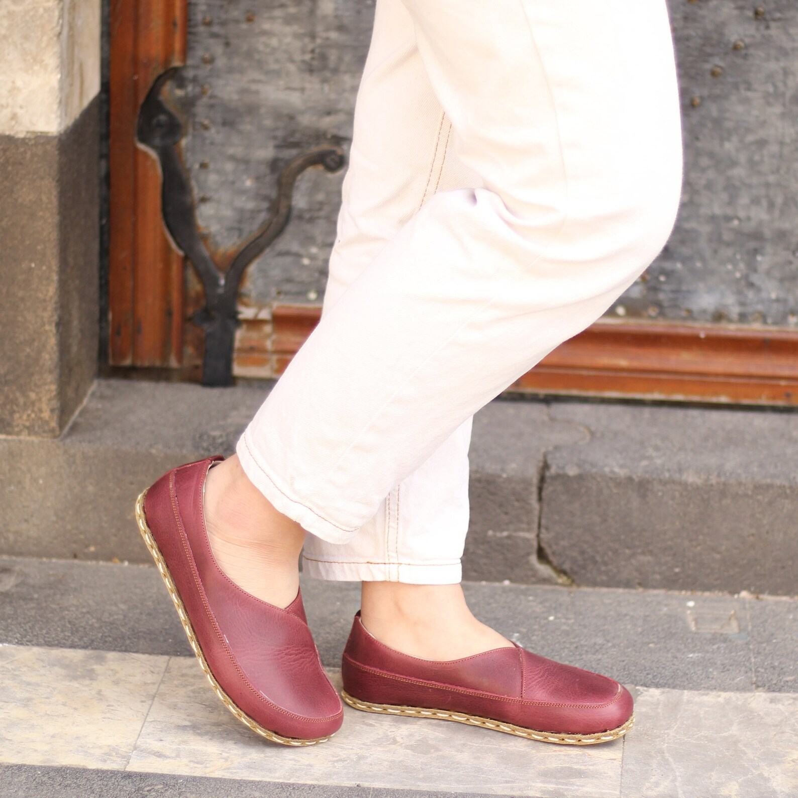 Burgundy Leather Loafers  Women’s Barefoot Comfort Shoes