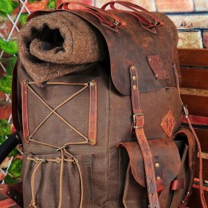 Bushcraft Backpack Canvas-Leather Adventure Companion for Hikers and Campers