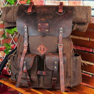 Bushcraft Backpack Canvas-Leather Adventure Companion for Hikers and Campers