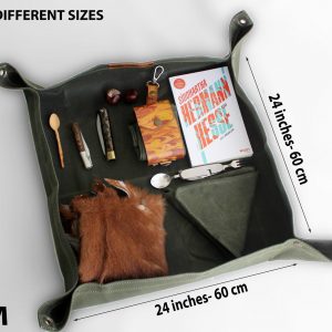 Bushcraft Utility Mat Waxed Canvas Wood Carrying Case and Seat Pad for Outdoor Adventures