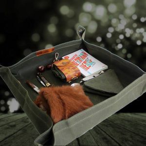 Bushcraft Utility Mat Waxed Canvas Wood Carrying Case and Seat Pad for Outdoor Adventures