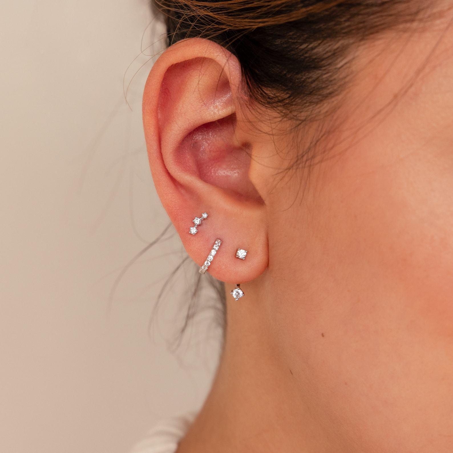 Caitlyn Minimalist Diamond Earring Set Elevate Your Style with Graceful Ear Climber and Jacket