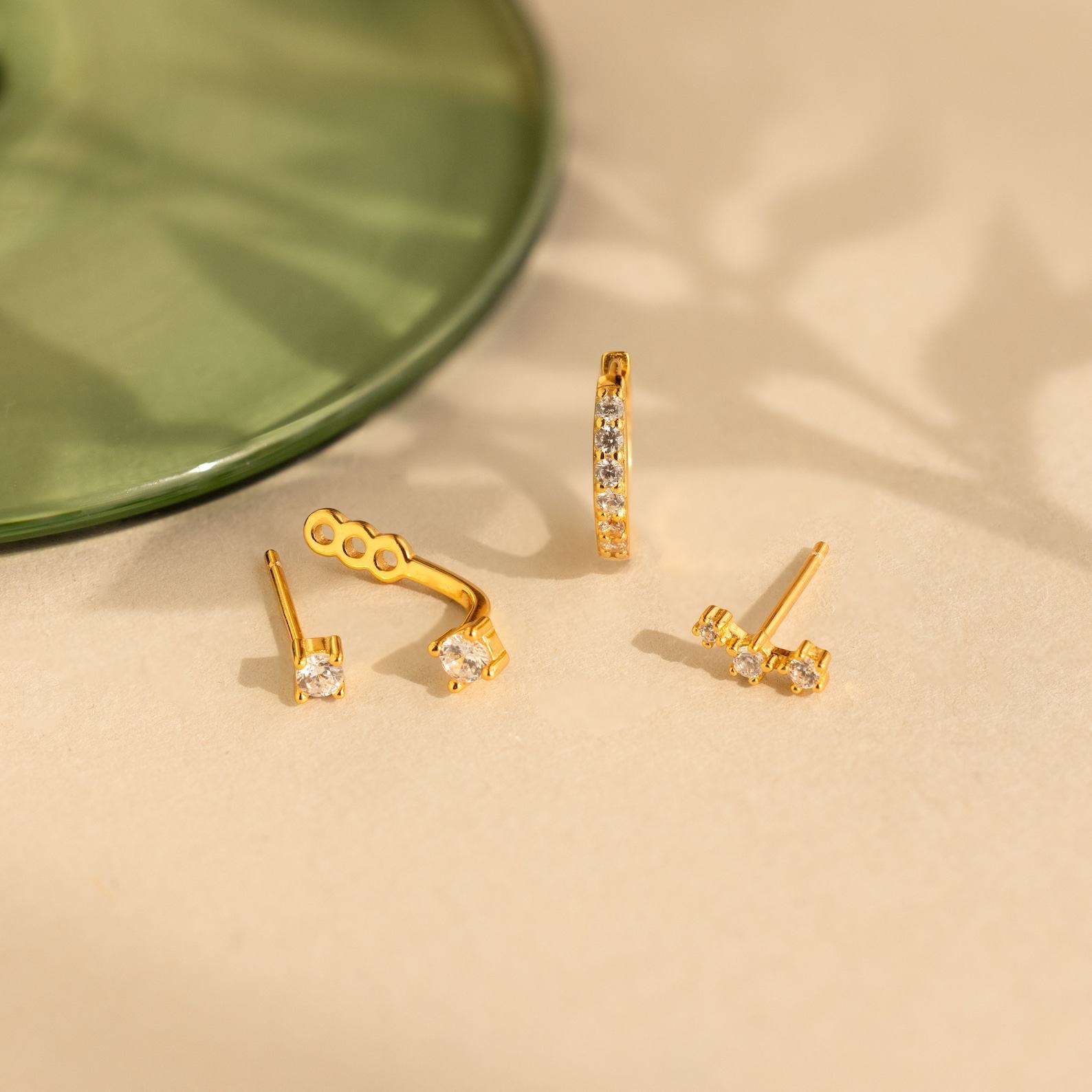 Caitlyn Minimalist Diamond Earring Set Elevate Your Style with Graceful Ear Climber and Jacket