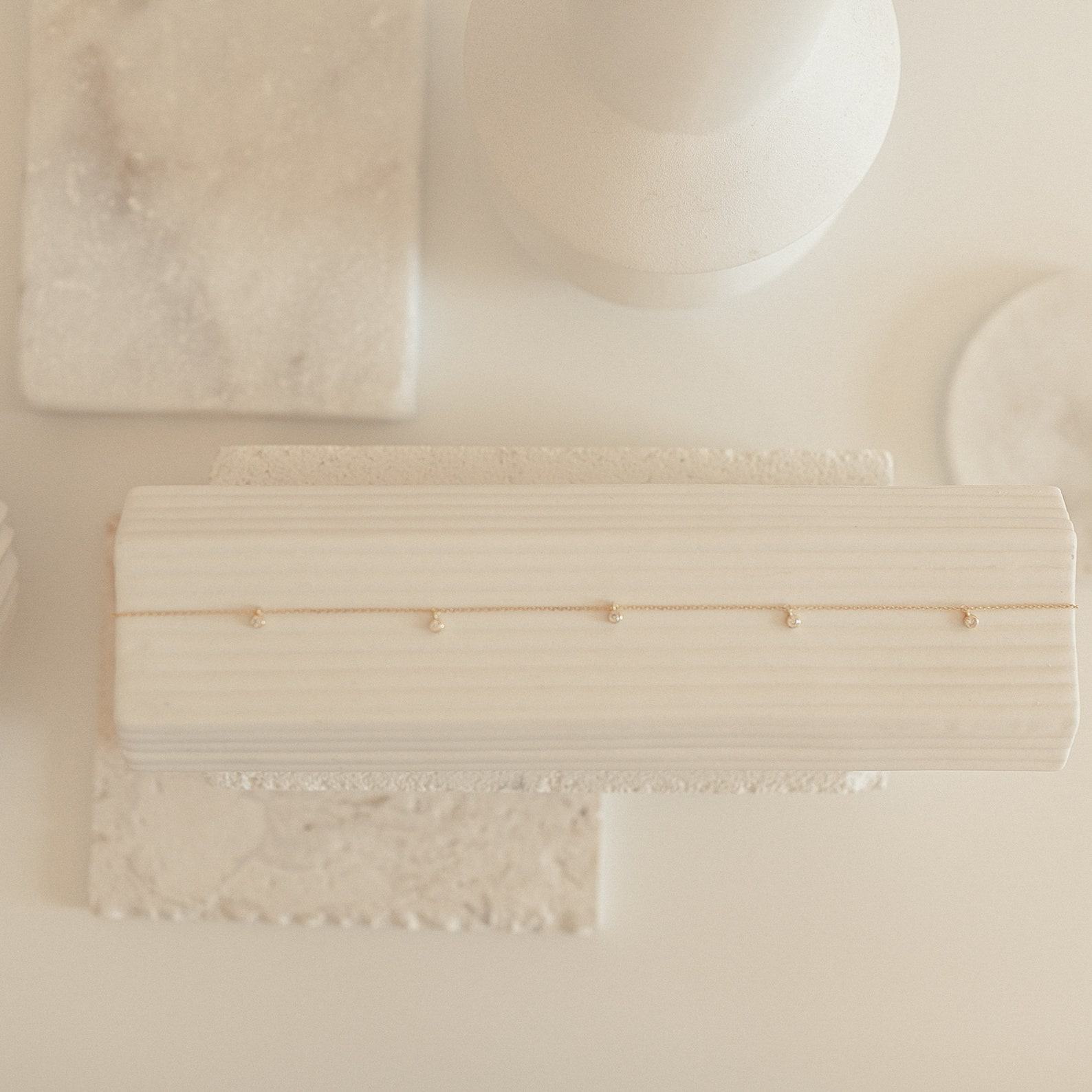 Caitlyn Minimalist Diamond Station Necklace A Timeless Treasure in Gold, Rose Gold, or Sterling Silver