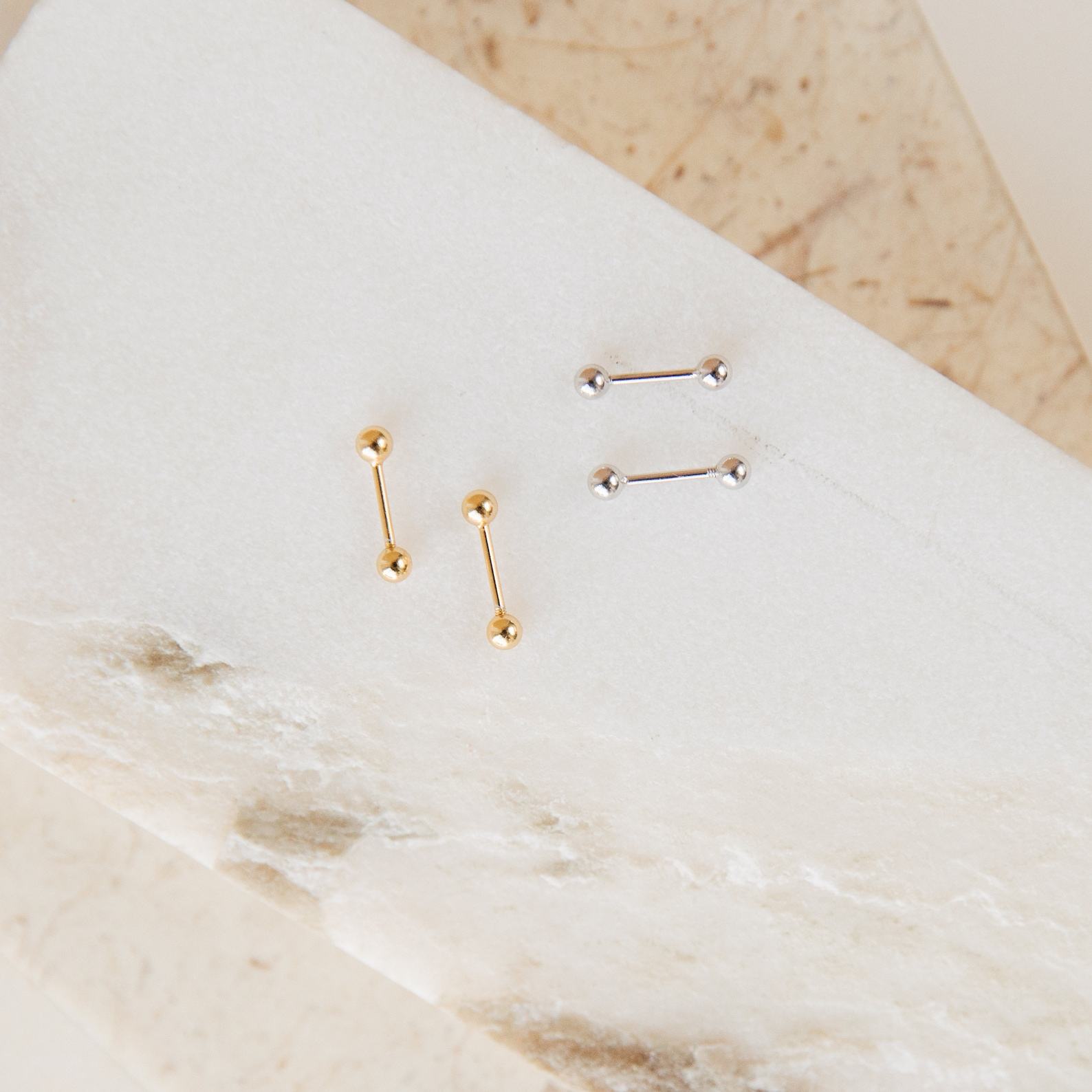 Caitlyn Minimalist Duo Ball Earrings Dainty Double Ball Studs for a Timeless Look