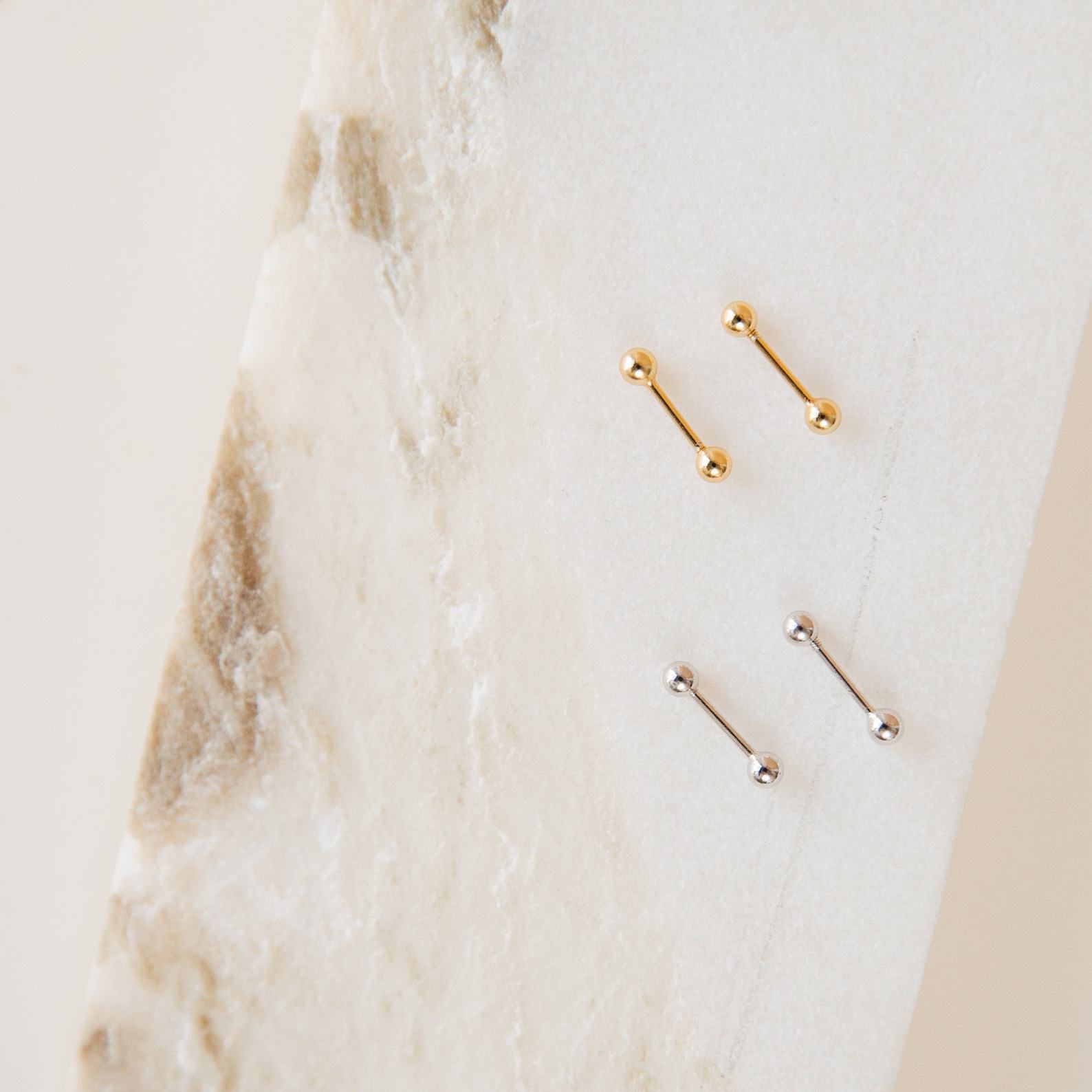Caitlyn Minimalist Duo Ball Earrings Dainty Double Ball Studs for a Timeless Look