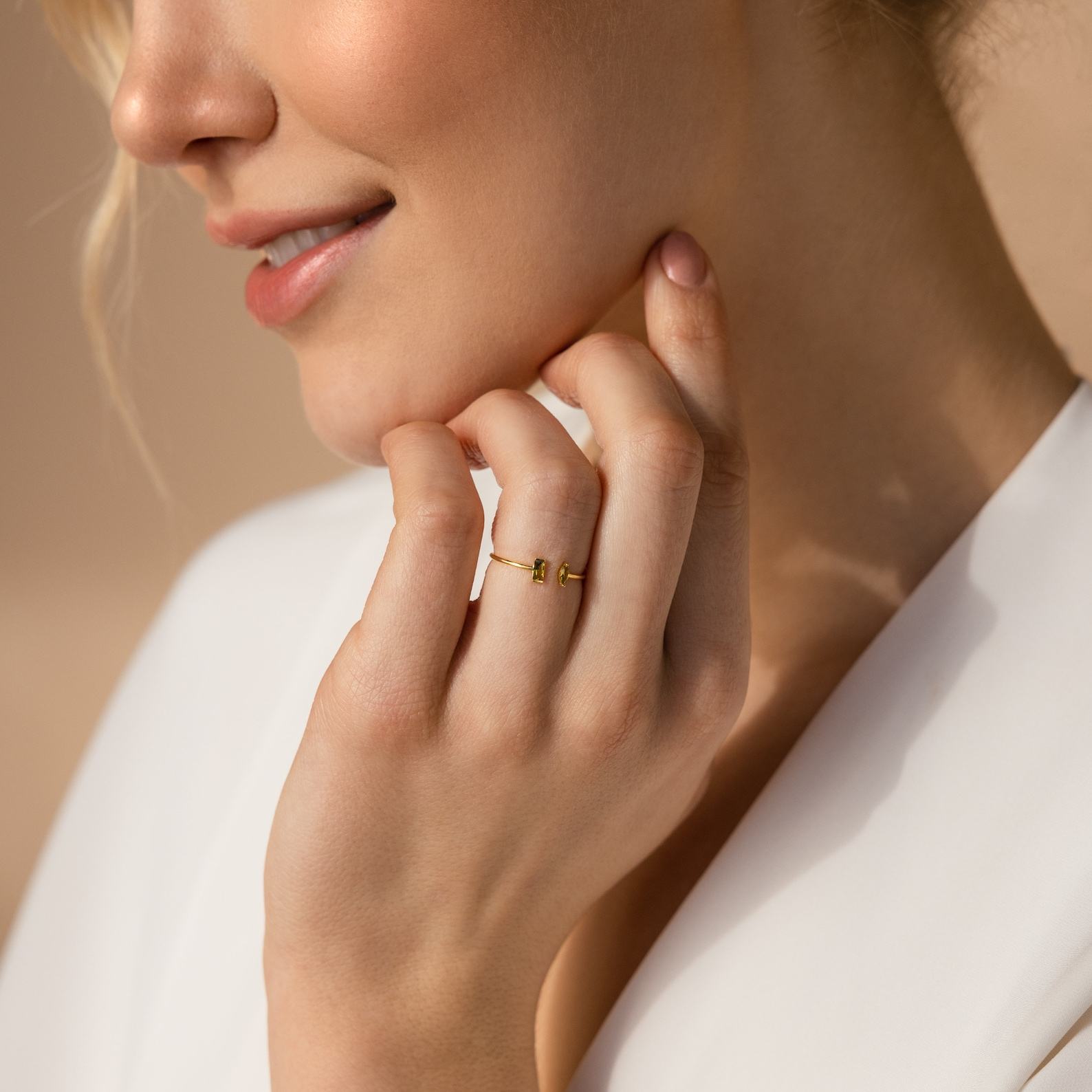 Caitlyn Minimalist Duo Birthstone Ring Celebrate Your Bond with a Timeless Treasure