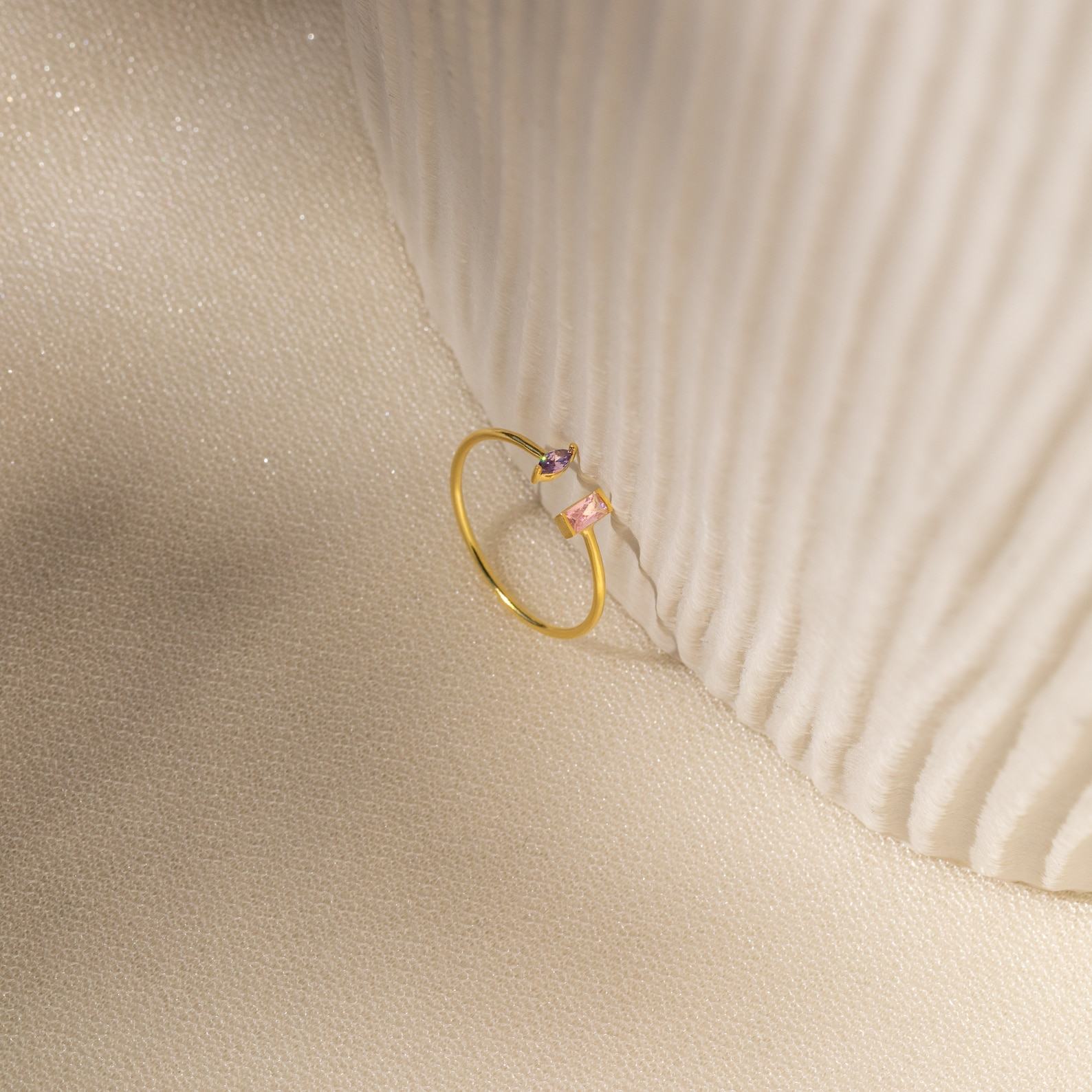 Caitlyn Minimalist Duo Birthstone Ring Celebrate Your Bond with a Timeless Treasure