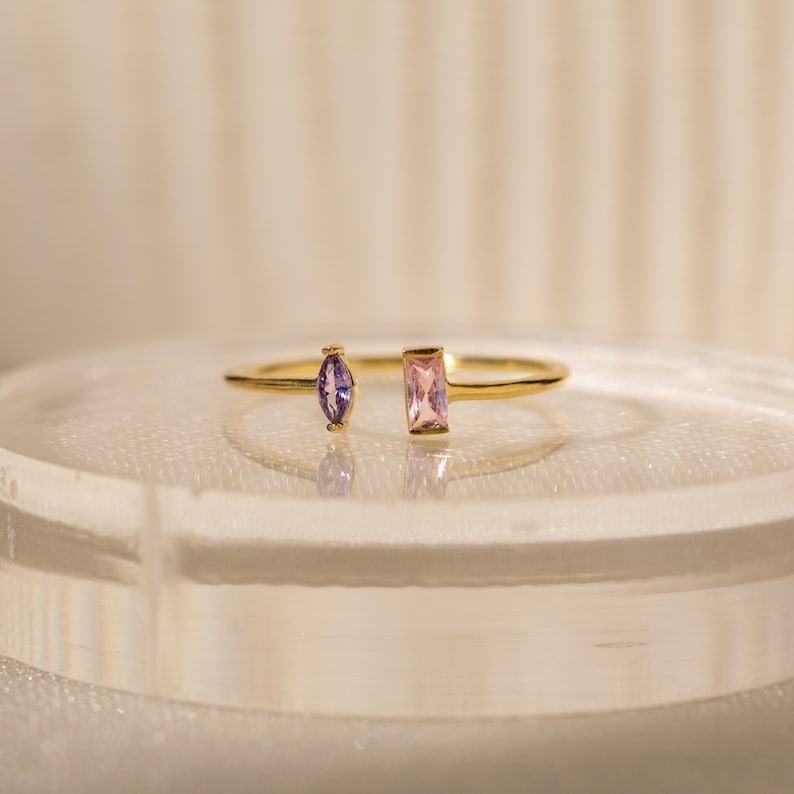 Caitlyn Minimalist Duo Birthstone Ring Celebrate Your Bond with a Timeless Treasure