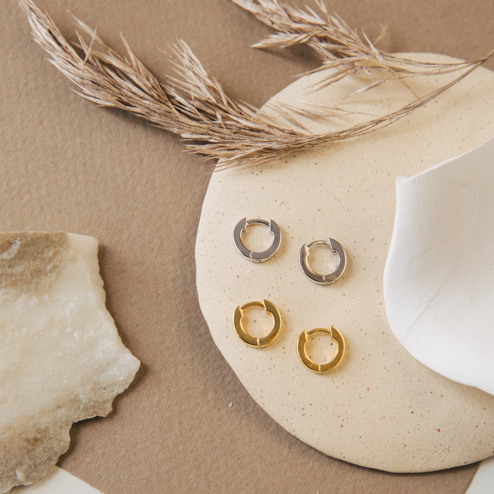 Caitlyn Minimalist Huggie Hoop Earrings Everyday Elegance in Gold, Silver, and Rose Gold (ER007)