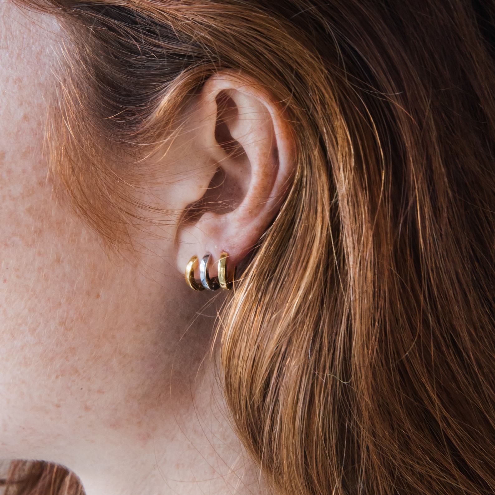Caitlyn Minimalist Huggie Hoop Earrings Everyday Elegance in Gold, Silver, and Rose Gold (ER007)