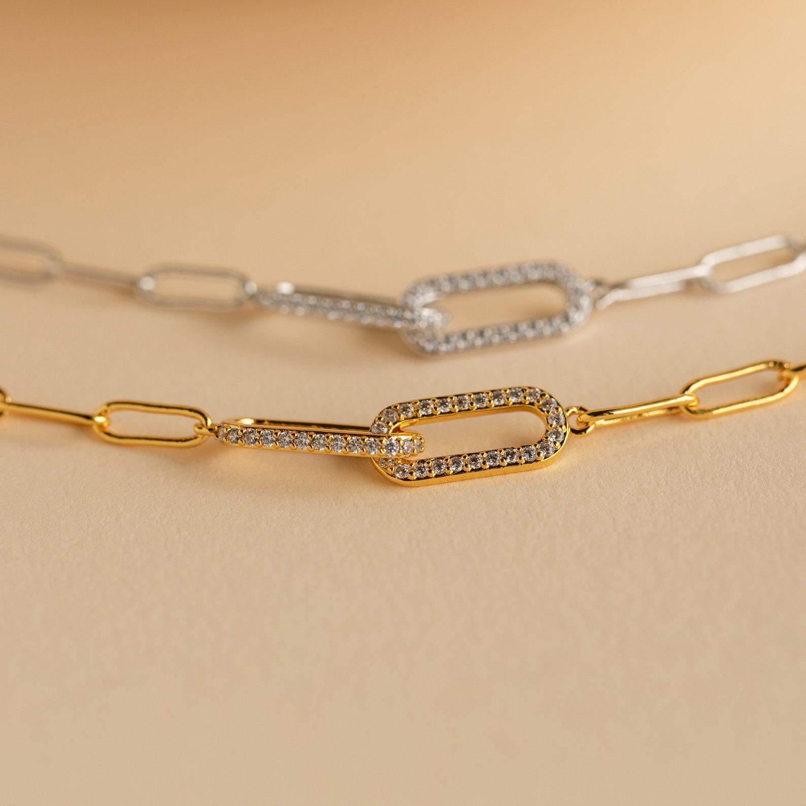 Caitlyn Minimalist Pave Diamond Linked Bracelet Elevate Your Style with Shimmering Elegance